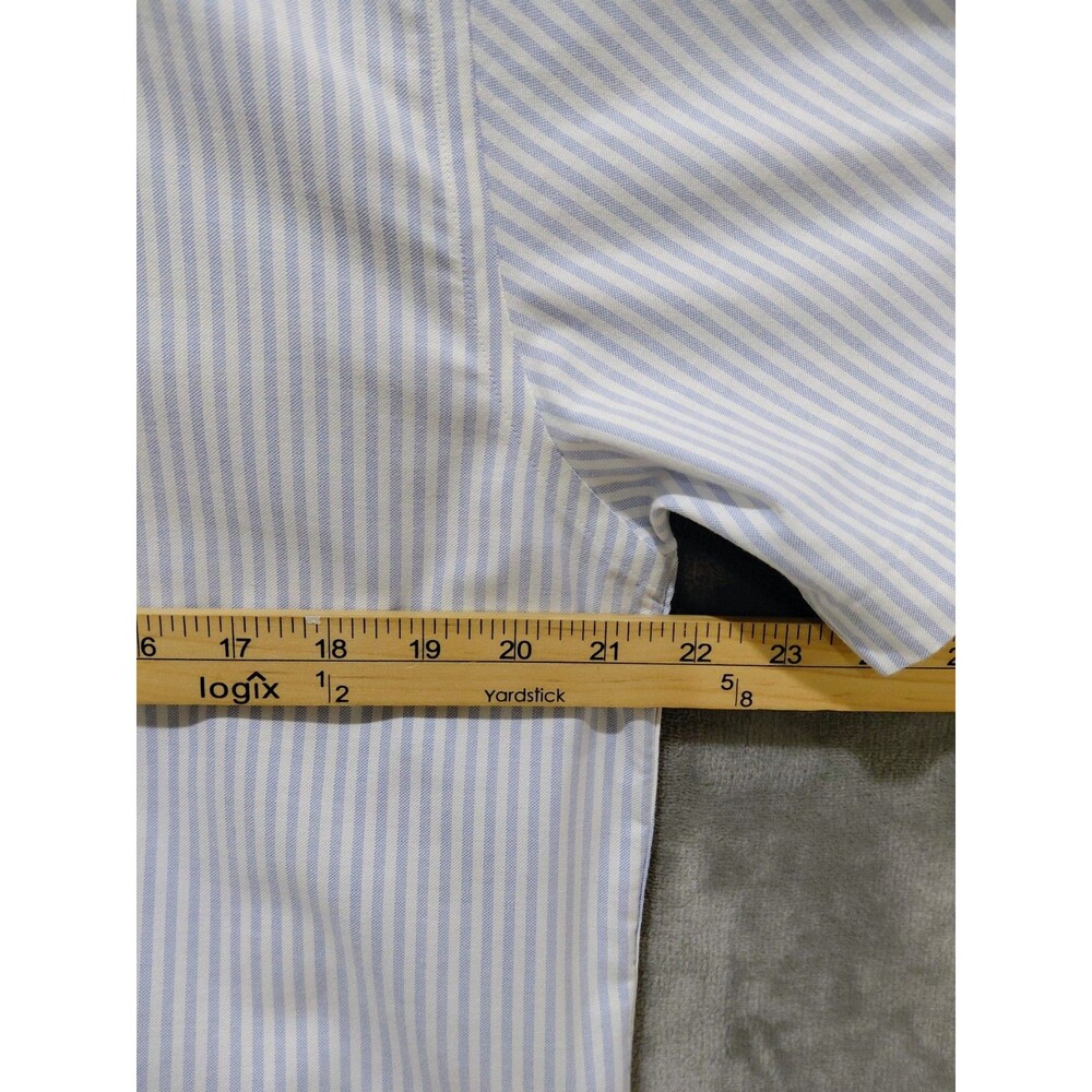 Brooks Brothers Non-Iron Stretch Oxford Short Sleeve Shirt Men's Medium Blue - Picture 7 of 8